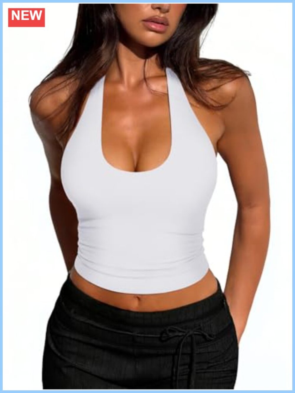Womens Halter Crop Tank Tops Backless Going Out 2026 Summer Outfits